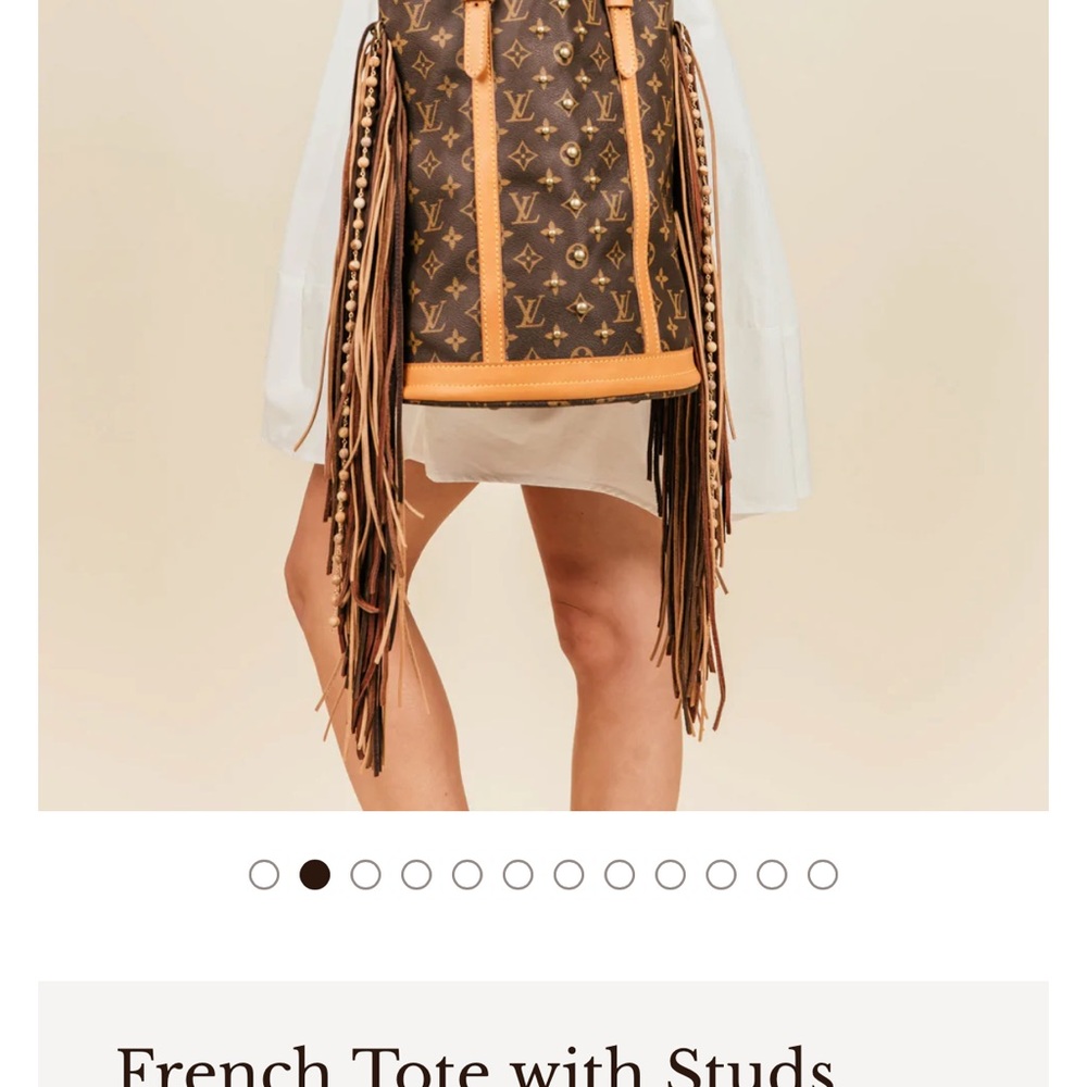 Vintage Boho Upcycled Louis Vuitton Brown Monogram Tote with Fringe